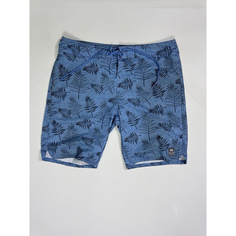 Travis Mathew Swim Shorts Mens 34 Blue Floral Tropical Board Trunks Beach Surf